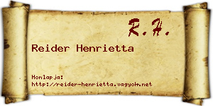 Reider Henrietta névjegykártya